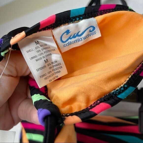 California Waves Multicolor Striped Bikini M - Picture 5 of 9